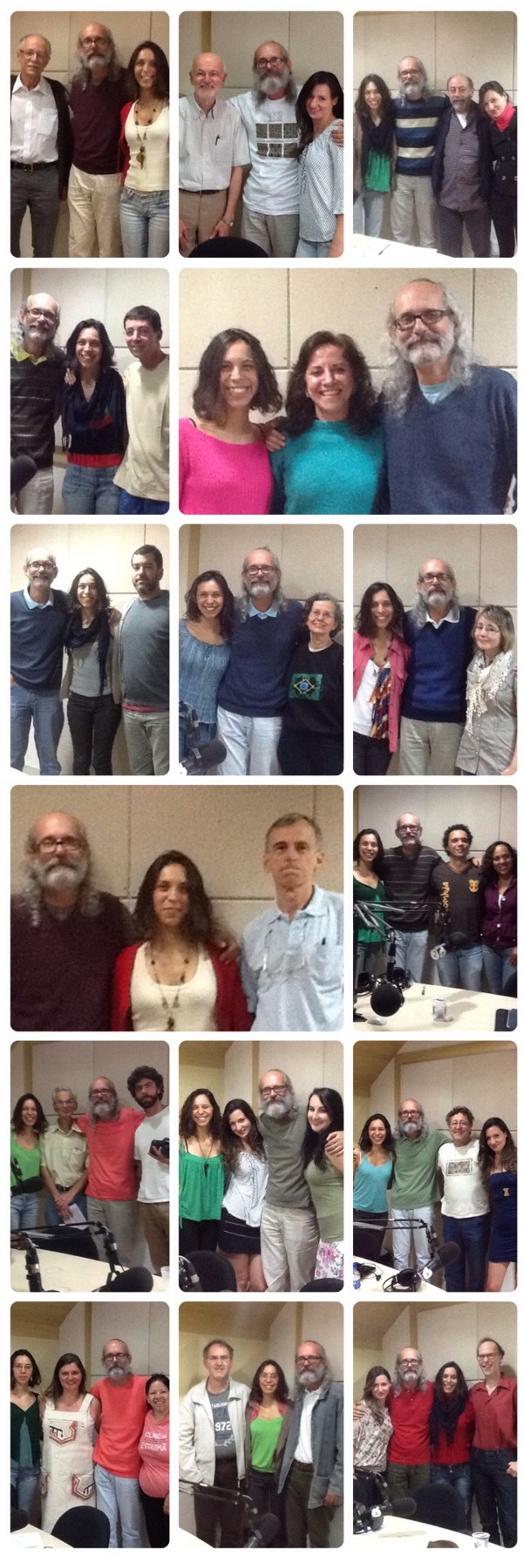 Outubro/13 - Convidados do Universo Fantástico (3) - Diversos
    
        
              O programa, “UNIVERSO FANTÁSTICO”, é uma parceria de nosso Grupo com a Rádio Inconfidência AM (ondas médias 880; ondas curtas 6010 ou internet). Ele vai ao ar, ao vivo, toda sexta feira, das 21:00 às 21:55h, e é reprisado nos domingos, ao meio dia. Nele, assuntos científicos atuais são tratados de forma simples e precisa. E você pode participar por telefone (ao vivo) ou por e-mail universofantastico@inconfidencia.com.br.
        
             Grande parte do sucesso do programa devemos aos convidados, que sempre, com muita boa vontade, abandonam parte de seus afazeres na sexta feira à noite para transmitir ciência para os ouvintes do programa. Já passaram pelo Universo Fantástico, pesquisadores; professores; médicos; engenheiros; filósofos; historiadores; indígenas; etc., além de reitores; diretores de institutos de pesquisa e administradores em geral da área científica. Infelizmente não temos fotos de todos para publicarmos aqui.
        
               Acima algumas fotos feitas nos últimos meses, onde além de convidados aparecem o Prof. Renato Las Casas (produtor e apresentador); Lara Paola ('A Curiosa') e, quando não está batendo a foto, Amanda Evelyn ('A Atenciosa').